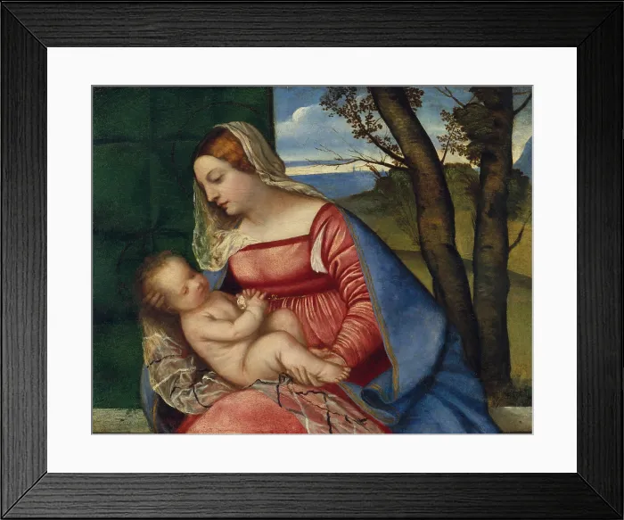 Framed Print : MADONNA AND CHILD, by Titian, 1508, Italian Renaissance painting, oil on canvas