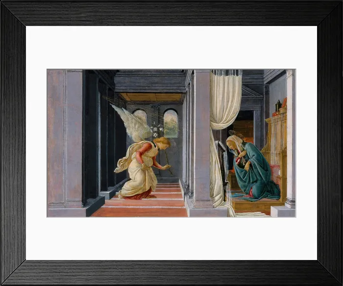 Framed Print : THE ANNUNCIATION, by Botticelli, 1485-92, Italian Renaissance painting, tempera, gold on wood
