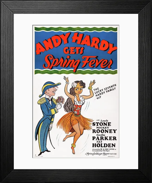 Framed Print : ANDY HARDY GETS SPRING FEVER, US poster art, left: Mickey Rooney, 1939 Framed Print : ANDY HARDY GETS SPRING FEVER, US poster art, left: Mickey Rooney, 1939