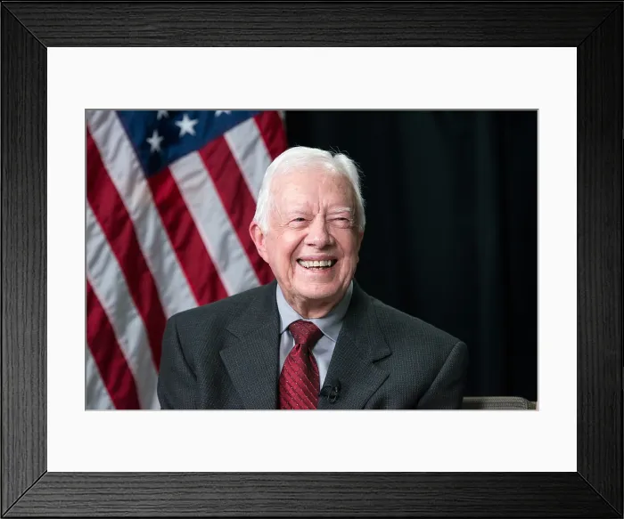 Framed Print : Former US President Jimmy Carter, at the LBJ Library in Austin, Texas. Carter joined Presidents Bill Clinton, George W