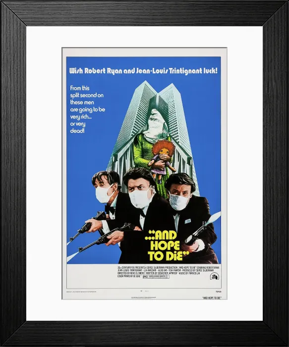 Framed Print : AND HOPE TO DIE, (aka LA COURSE DU LIEVRE A TRAVERS LES CHAMPS), US poster, Robert Ryan (left), 1972, TM & Copyright 20th Century Fox Film Corp. / courtesy Everett Collection Framed Print : AND HOPE TO DIE, (aka LA COURSE DU LIEVRE A TRAVERS LES CHAMPS), US poster, Robert Ryan (left), 1972, TM & Copyright 20th Century Fox Film Corp. / courtesy Everett Collection