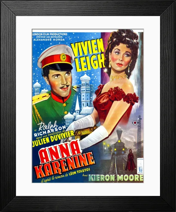 Framed Print : ANNA KARENINA, (aka ANNA KARENINE), l-r: Ralph Richardson, Vivien Leigh on Belgian poster art, 1948 Framed Print : ANNA KARENINA, (aka ANNA KARENINE), l-r: Ralph Richardson, Vivien Leigh on Belgian poster art, 1948