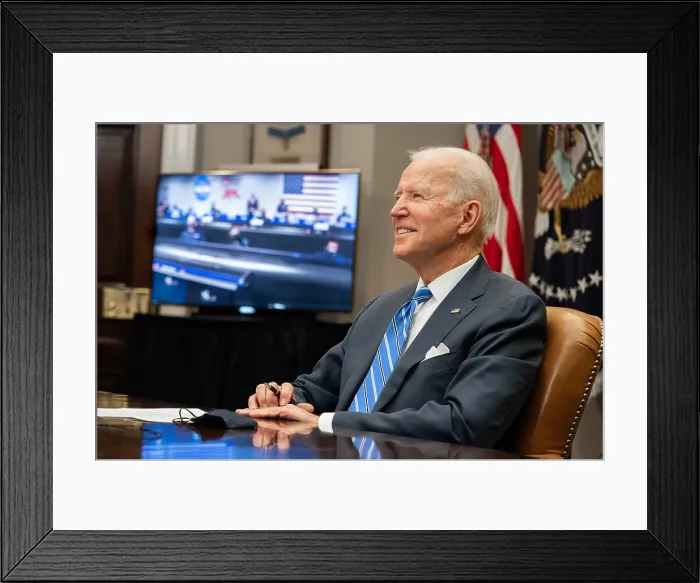 Framed Print : President Joe Biden speaking with NASA Mars 2020 Perseverance Mission team, March 4, 2021