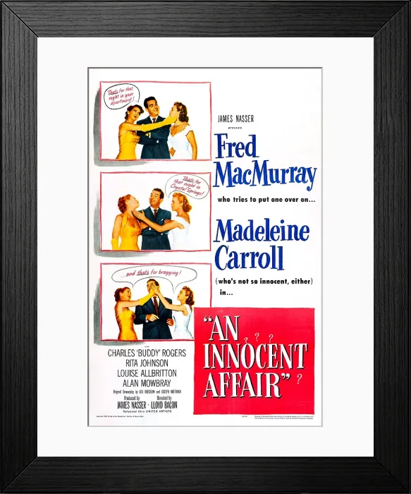 Framed Print : AN INNOCENT AFFAIR, (aka DON'T TRUST YOUR HUSBAND), from left: Madeleine Carroll, Fred MacMurray, Rita Johnson, 1948 Framed Print : AN INNOCENT AFFAIR, (aka DON'T TRUST YOUR HUSBAND), from left: Madeleine Carroll, Fred MacMurray, Rita Johnson, 1948