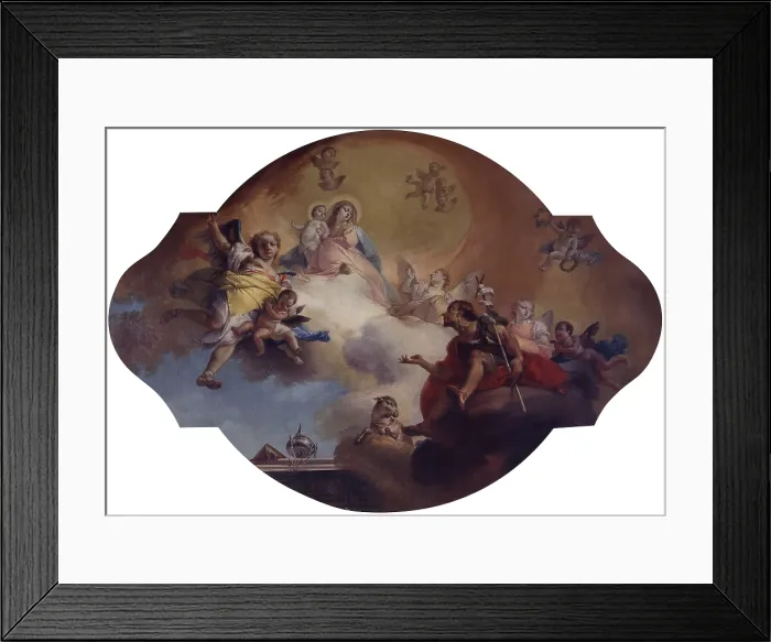Framed Print : Apparition of the Virgin to St. John the Baptist, by Francesco Zugno, 18th Century, canvas - Italy, Friuli Venezia Giulia, Cividale del Friuli, National Archeological Museum