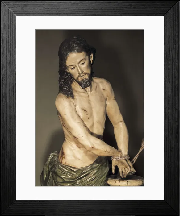 Framed Print : SALZILLO, Francisco (1707-1783). The Lashes or Jesus on the Columns. 1777. Sculpture (paso) of Holy Week. Detail of the figure of Christ. Baroque art. Sculpture on wood. SPAIN Framed Print : SALZILLO, Francisco (1707-1783). The Lashes or Jesus on the Columns. 1777. Sculpture (paso) of Holy Week. Detail of the figure of Christ. Baroque art. Sculpture on wood. SPAIN