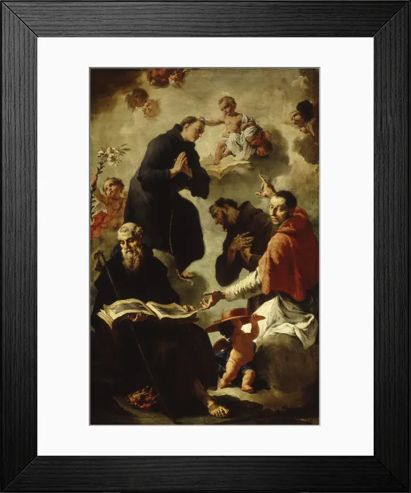Framed Print : Four Saints, by Francesco Cappella, 18th Century, canvas - Italy, Lombardy, Bergamo, Church of Our Lady of the Spasm. Whole artwork view