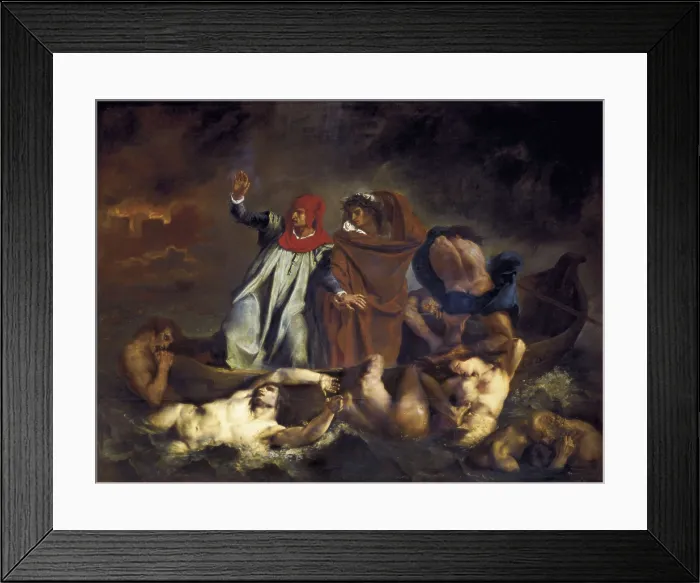 Framed Print : DELACROIX, Eugne (1798-1863). Dante and Virgil or The Barque of Dante (La Barque de Dante). 1822