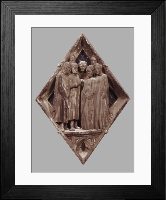 Framed Print : PISANO, Andrea da Pontedera, called Andrea (1270-1349). The Marriage. 1337-1342. Relieve of the campanile. Renaissance art. Trecento. Relief on rock. ITALY. Florence
