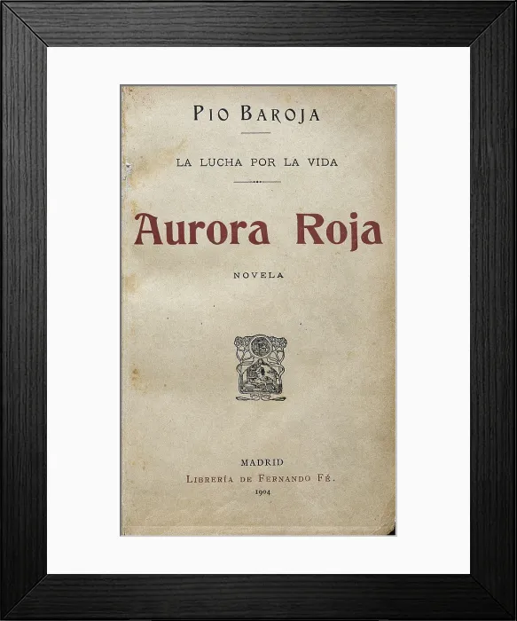 Framed Print : BAROJA NESSI, Po (1872-1956). Cover from the novel 'Red Dawn' of Po Baroja. Edition published in Madrid in 1904. SPAIN. Madrid. National Library Framed Print : BAROJA NESSI, Po (1872-1956). Cover from the novel 'Red Dawn' of Po Baroja. Edition published in Madrid in 1904. SPAIN. Madrid. National Library