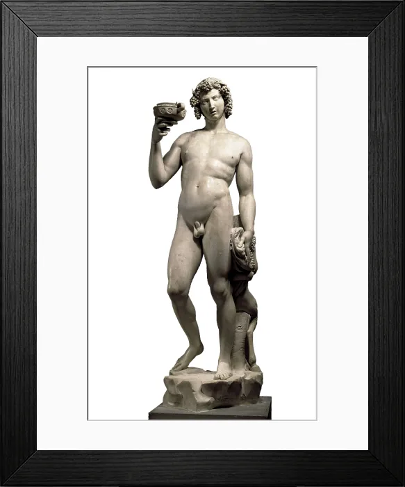 Framed Print : Michelangelo (1475-1564). Bacchus. 1496-1497. Renaissance art. Cinquecento. Sculpture on marble. ITALY. Florence. Bargello National Museum