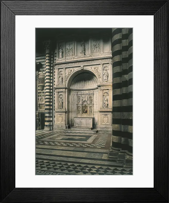 Framed Print : BREGNO, Andrea (1418-1503). Piccolomini Altar. 1481-1485. ITALY. TUSCANY. Siena. Cathedral. Piccolomini Altar (marble, 1503) by Andrea Bregno. Renaissance art. Quattrocento