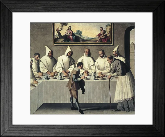Framed Print : ZURBARAN, Francisco de (1598-1664). St. Hugh in the Refectorium. ca. 1655. Baroque art. Oil on canvas. SPAIN. Sevilla. Fine Arts Museum. AISA / Everett Collection**US SALES ONLY**