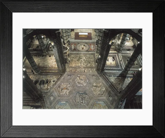 Framed Print : Duomo di Siena. 1150-1380. ITALY. TUSCANY. Siena. Cathedral. Decoration of the pavement of the transept, by Domenico Beccafumi (1517-1547). Renaissance art. Cinquecento Framed Print : Duomo di Siena. 1150-1380. ITALY. TUSCANY. Siena. Cathedral. Decoration of the pavement of the transept, by Domenico Beccafumi (1517-1547). Renaissance art. Cinquecento