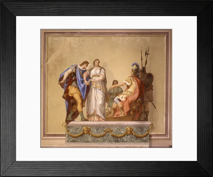 Framed Print : Continence and Scipio, by Giovan Battista Canal, 1795, 18th Century, fresco - Italy, Veneto, Venice, Mangilli Palace. Whole artwork view