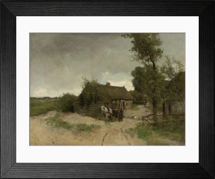 Framed Print : House on the Dirt Road, by Anton Mauve, 1870-88, Dutch painting, oil on canvas. House with an attached barn and a man walking behind a horse drawn cart. (BSLOC_2016_1_186) Framed Print : House on the Dirt Road, by Anton Mauve, 1870-88, Dutch painting, oil on canvas. House with an attached barn and a man walking behind a horse drawn cart. (BSLOC_2016_1_186)
