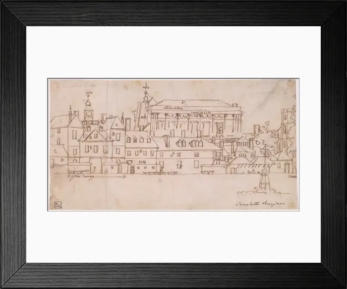 Framed Print : London: The Old Horse Guards and The Banqueting Hall from Saint James's Park, by Canal Giovanni Antonio also known as Canaletto, 1749, 18th century, pencil Framed Print : London: The Old Horse Guards and The Banqueting Hall from Saint James's Park, by Canal Giovanni Antonio also known as Canaletto, 1749, 18th century, pencil