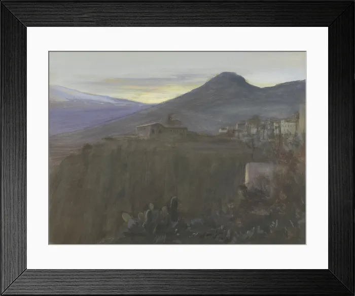 Framed Print : Mountain landscape in Taormina, Sicily, by Bramine Hubrecht, 1890-1910, Dutch watercolor painting. Taormina was settled by the Greeks in the 7th c Framed Print : Mountain landscape in Taormina, Sicily, by Bramine Hubrecht, 1890-1910, Dutch watercolor painting. Taormina was settled by the Greeks in the 7th c