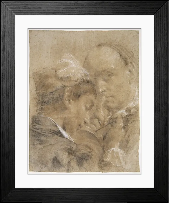 Framed Print : Man and Violin Player, by Giovan Battista Piazzetta, 1720, 18th Century, charcoal and white lead, gray blue paper, presently brown - Italy, Veneto, Venice, Academy Galleries Framed Print : Man and Violin Player, by Giovan Battista Piazzetta, 1720, 18th Century, charcoal and white lead, gray blue paper, presently brown - Italy, Veneto, Venice, Academy Galleries