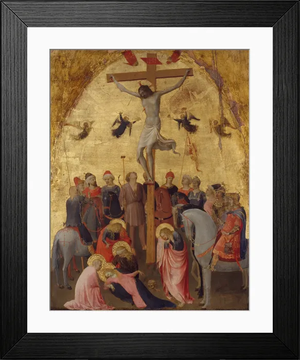 Framed Print : THE CRUCIFIXION, by Fra Angelico, 1420-23, Italian Renaissance painting, tempera on wood, gold ground