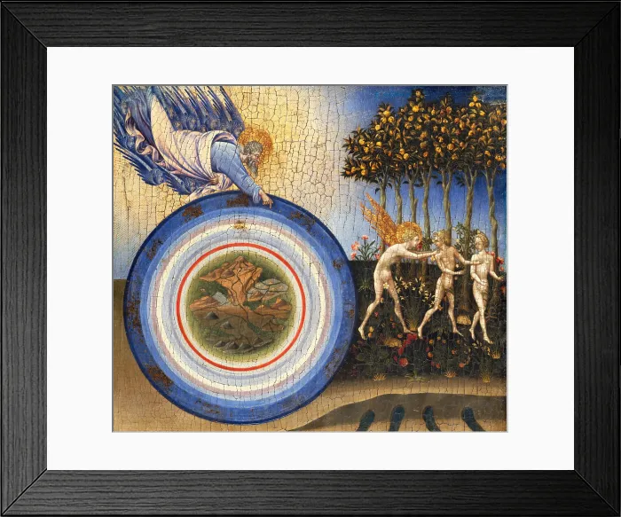 Framed Print : CREATION OF THE WORLD AND EXPULSION FROM PARADISE, by Giovanni di Paolo, 1445, Renaissance painting