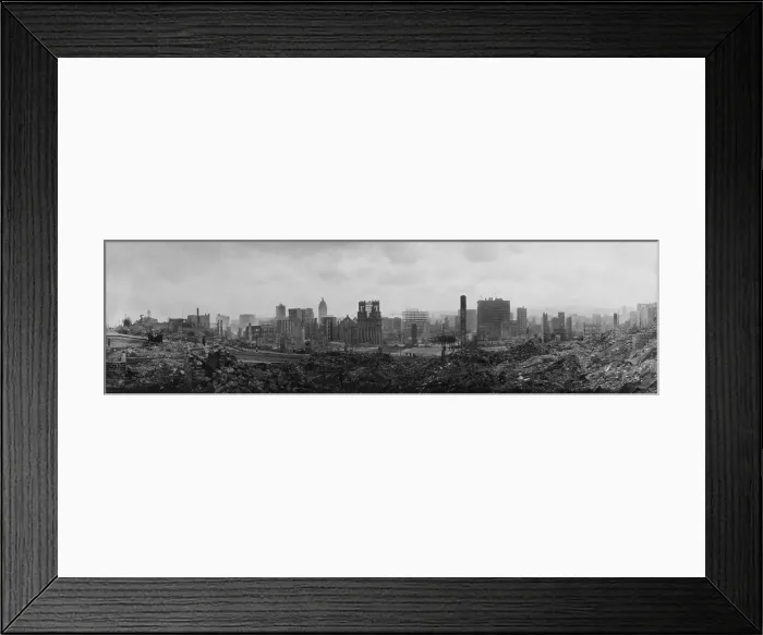 Framed Print : Panoramic view from Nob Hill of San Francisco in ruins after the April 18, 1906 earthquake and fire (BSLOC_2017_17_21)