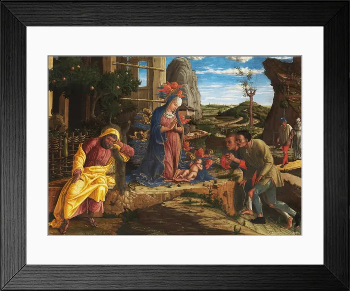Framed Print : ADORATION OF THE SHEPHERDS, by Andrea Mantegna, 1450-70, Italian Renaissance tempera painting Framed Print : ADORATION OF THE SHEPHERDS, by Andrea Mantegna, 1450-70, Italian Renaissance tempera painting