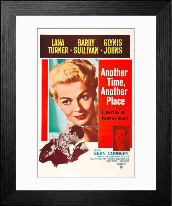Framed Print : ANOTHER TIME, ANOTHER PLACE, US poster, Lana Turner (center), bottom from left: Lana Turner, Barry Sullivan, Sean Connery, 1958
