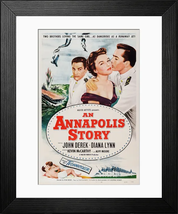 Framed Print : AN ANNAPOLIS STORY, US poster, top from left: Kevin McCarthy, Diana Lynn, John Derek, 1955