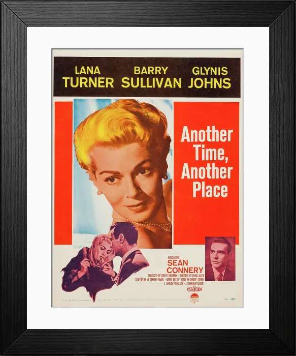 Framed Print : ANOTHER TIME, ANOTHER PLACE, top, Lana Turner, bottom, from left, Lana Turner, Barry Sullivan, Sean Connery, 1958