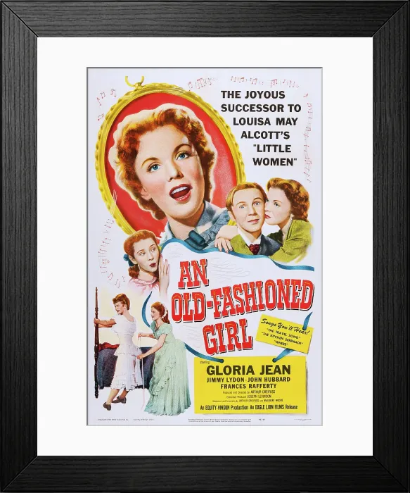 Framed Print : AN OLD-FASHIONED GIRL, from left: Gloria Jean, Jimmy Lydon on poster art, 1949 Framed Print : AN OLD-FASHIONED GIRL, from left: Gloria Jean, Jimmy Lydon on poster art, 1949