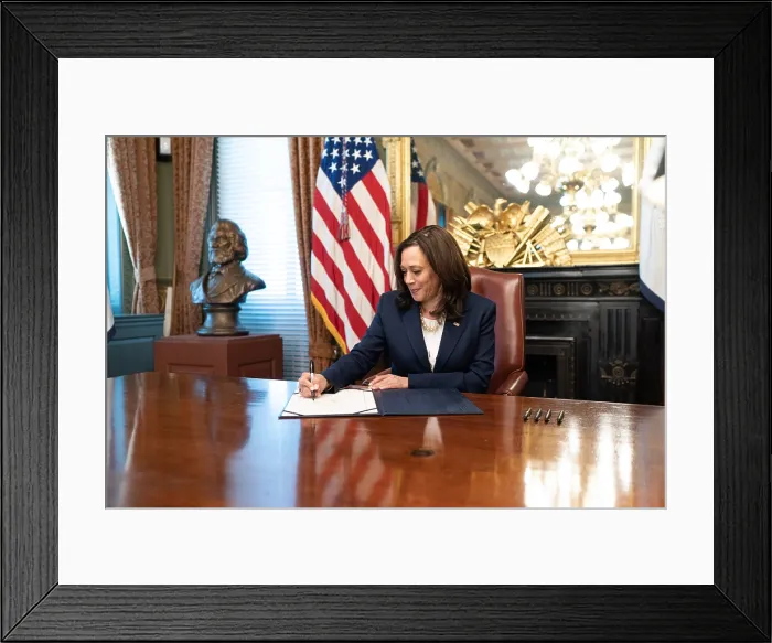 Framed Print : Vice President Kamala signs the Juneteenth National Independence Day Act, on June 16, 2021