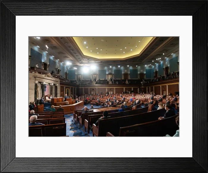 Framed Print : President Joe Biden made his first address to a Joint Session of Congress on April 28, 2021