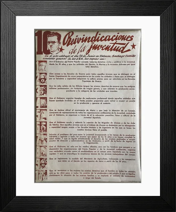 Framed Print : Spanish Civil War (1936-1939). '10 Demands of Youth' Framed Print : Spanish Civil War (1936-1939). '10 Demands of Youth'