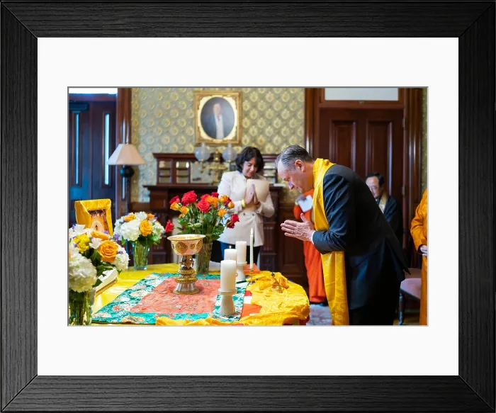Framed Print : Second Gentleman Douglas Emhoff, holds a Vesak Celebration for the Buddhas birthday, May 25, 2021, in the Eisenhower Executive Office Building