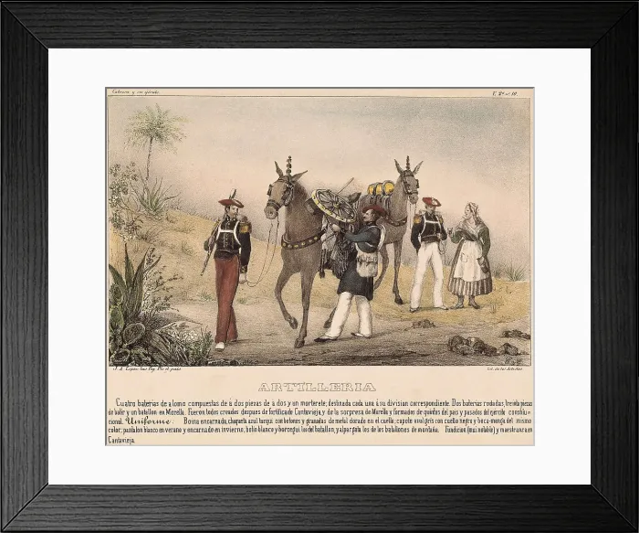 Framed Print : Spain. Carlist Wars. Artillery of Cabrera's army. Album of the Carlist troops of Aragon. Litography. Private Collection. AISA / Everett Collection**US SALES ONLY**
