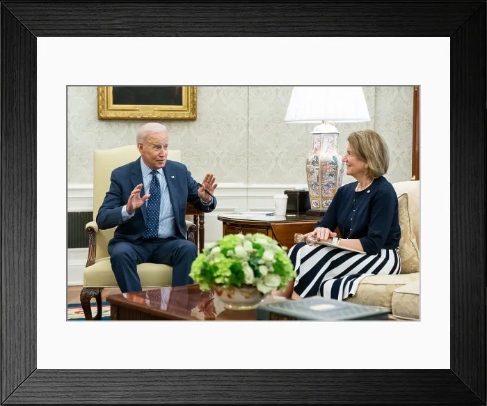 Framed Print : President Joe Biden meets with West Virginian Republican Senator Shelley Moore Capito