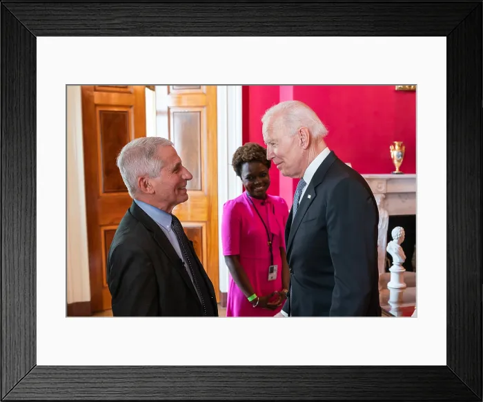 Framed Print : President Joe Biden and Chief Medical Adviser, Dr. Anthony Fauci, in the White House Red Room, May 17, 2021
