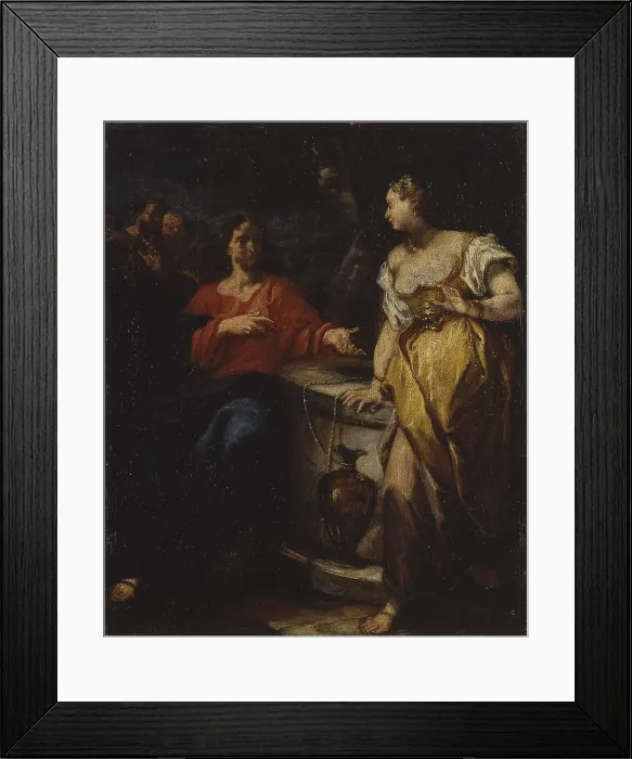 Framed Print : Christ and the Samaritan, by Francesco Migliori, 18th Century, canvas - Italy, Veneto, Rovigo, Concordi Academy Collection. Whole artwork view Framed Print : Christ and the Samaritan, by Francesco Migliori, 18th Century, canvas - Italy, Veneto, Rovigo, Concordi Academy Collection. Whole artwork view