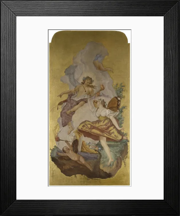 Framed Print : Apollo and Aurora, by Francesco Lorenzi, 18th Century, fresco - Italy, Veneto, Verona, Palazzo Giusti del Giardino. Whole artwork view