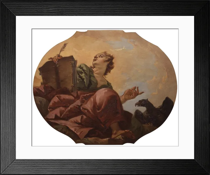 Framed Print : John the Evangelist, by Giustino Menescardi, 18th century, canvas - Italy, Veneto, Venice, Scuola Grande dei Carmini. Whole artwork view