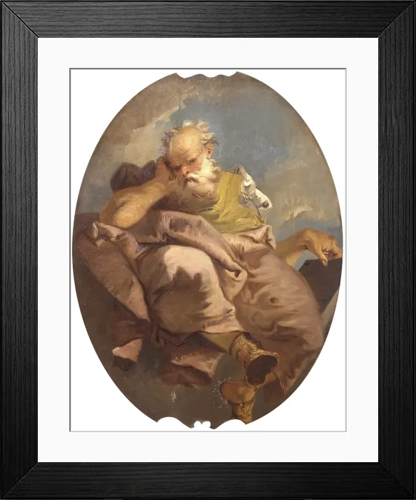 Framed Print : Prophet, by Giustino Menescardi, 18th century, canvas - Italy, Veneto, Venice, Scuola Grande dei Carmini. Detail. Old prophet in thoughtful pose