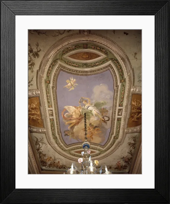 Framed Print : Cupid and Psyche, by Giovan Battista Canal, 18th Century, fresco - Italy, Veneto, Venice, Mocenico Gambara Palace. Whole artwork view Framed Print : Cupid and Psyche, by Giovan Battista Canal, 18th Century, fresco - Italy, Veneto, Venice, Mocenico Gambara Palace. Whole artwork view