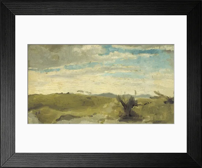 Framed Print : View in the Dunes near Dekkersduin, The Hague, by George Hendrik Breitner, c. 1875-85, Dutch painting, oil on panel. Very broadly painted impressionist sketch of sand dunes Framed Print : View in the Dunes near Dekkersduin, The Hague, by George Hendrik Breitner, c. 1875-85, Dutch painting, oil on panel. Very broadly painted impressionist sketch of sand dunes