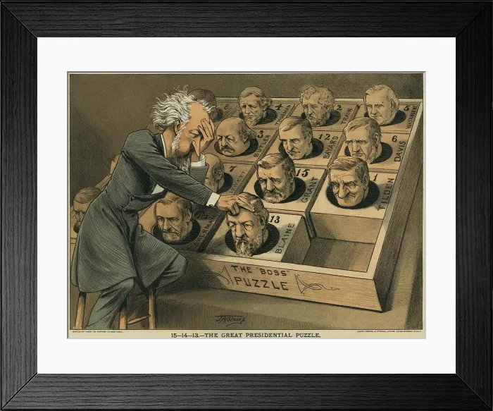 Framed Print : 15--14--13.THE GREAT PRESIDENTIAL PUZZLE, with Republican Senator Roscoe Conkling, for 1880