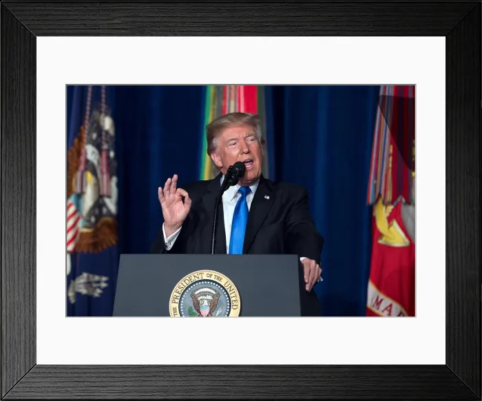 Framed Print : President Donald Trump addresses the nation on his administrations new strategy in Afghanistan and South Asia, August 21, 2017