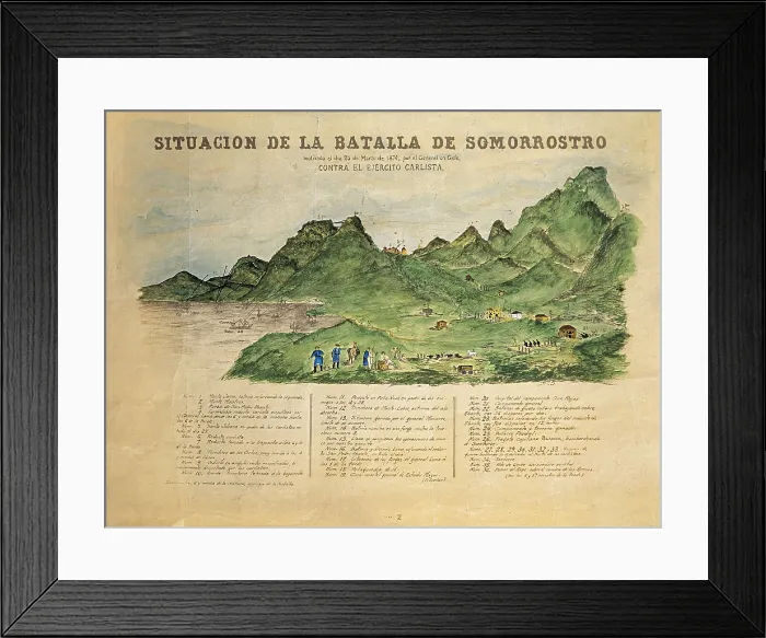 Framed Print : Spain. Third Carlist War. Situation of the battle of Somorrostro (March 25, 1874) against the Carlist army. Engraving. SPAIN. Madrid. National Library Framed Print : Spain. Third Carlist War. Situation of the battle of Somorrostro (March 25, 1874) against the Carlist army. Engraving. SPAIN. Madrid. National Library