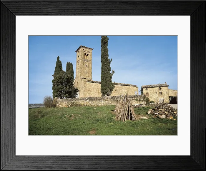 Framed Print : Church of Sant Jaume de Viladrover. 12th c. SPAIN. CATALONIA. BARCELONA. Brull. Romanesque church of Sant Jaume de Viladrover (12th c.). Romanesque art. Architecture