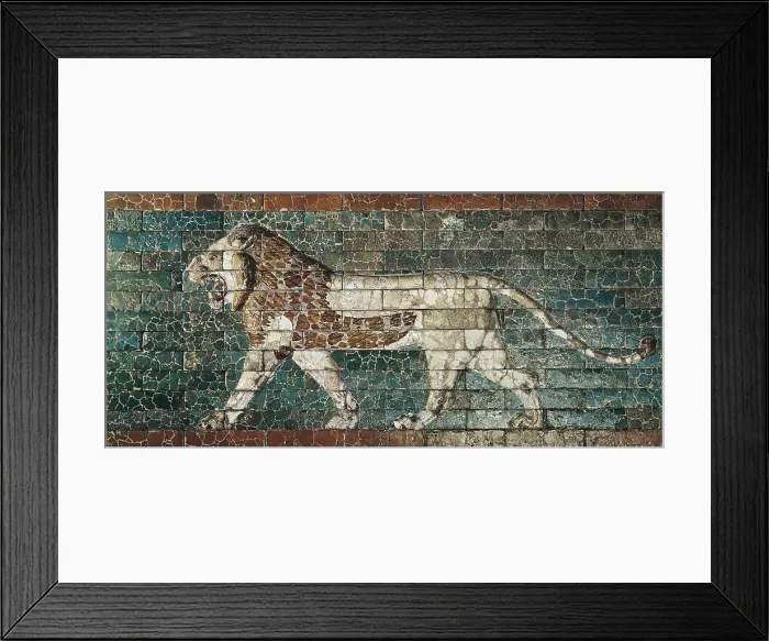 Framed Print : Lion representing Ishtar, frieze from the processional way leading to the great Temple at Babylon. 604 BC - 562 BC. Babylonian art. Neo-Babylonian Art. Mosaic. FRANCE. Paris Framed Print : Lion representing Ishtar, frieze from the processional way leading to the great Temple at Babylon. 604 BC - 562 BC. Babylonian art. Neo-Babylonian Art. Mosaic. FRANCE. Paris