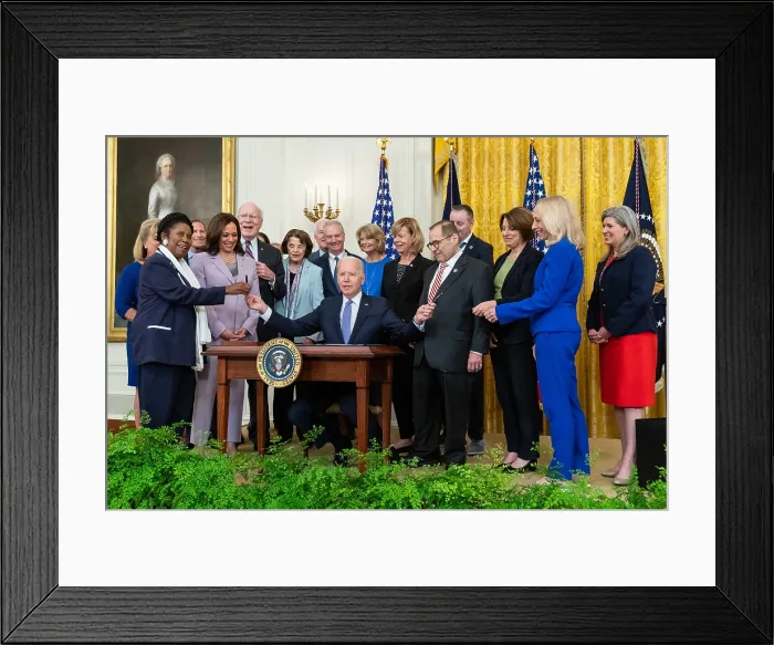 Framed Print : President Joe Biden, signs the Victims of Crime Act Fix to Sustain the Crime Victims Fundinto law, July 22, 2021